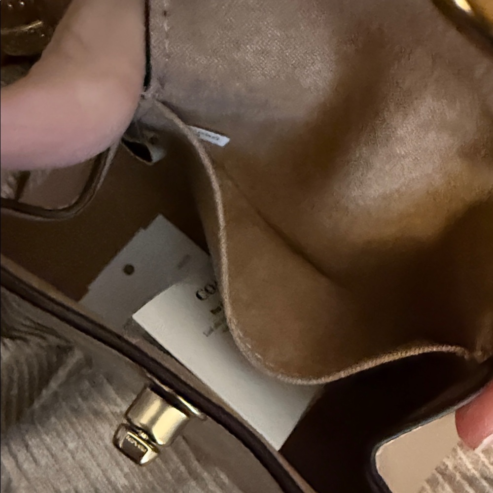 Coach Mini Cross Body Bag in Brown and Cream with Gold Chain - Picture 10 of 10
